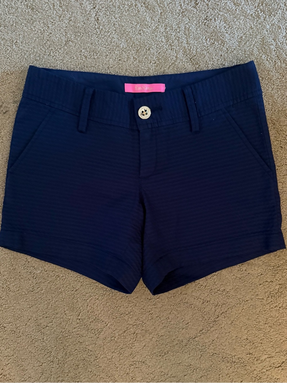 Lilly Pulitzer Navy Textured Bermuda Shorts